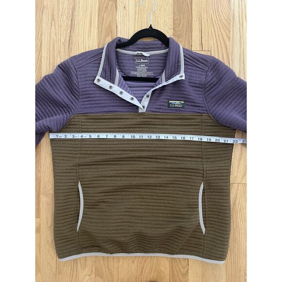 L.L. Bean Airlight Colorblock Pullover Purple Brown W's Large EUC - Picture 4 of 5